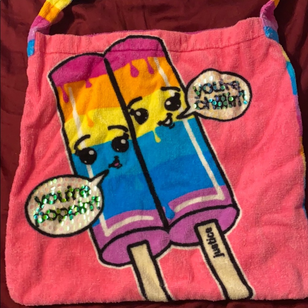 Justice ice pop pool bag made of towel material